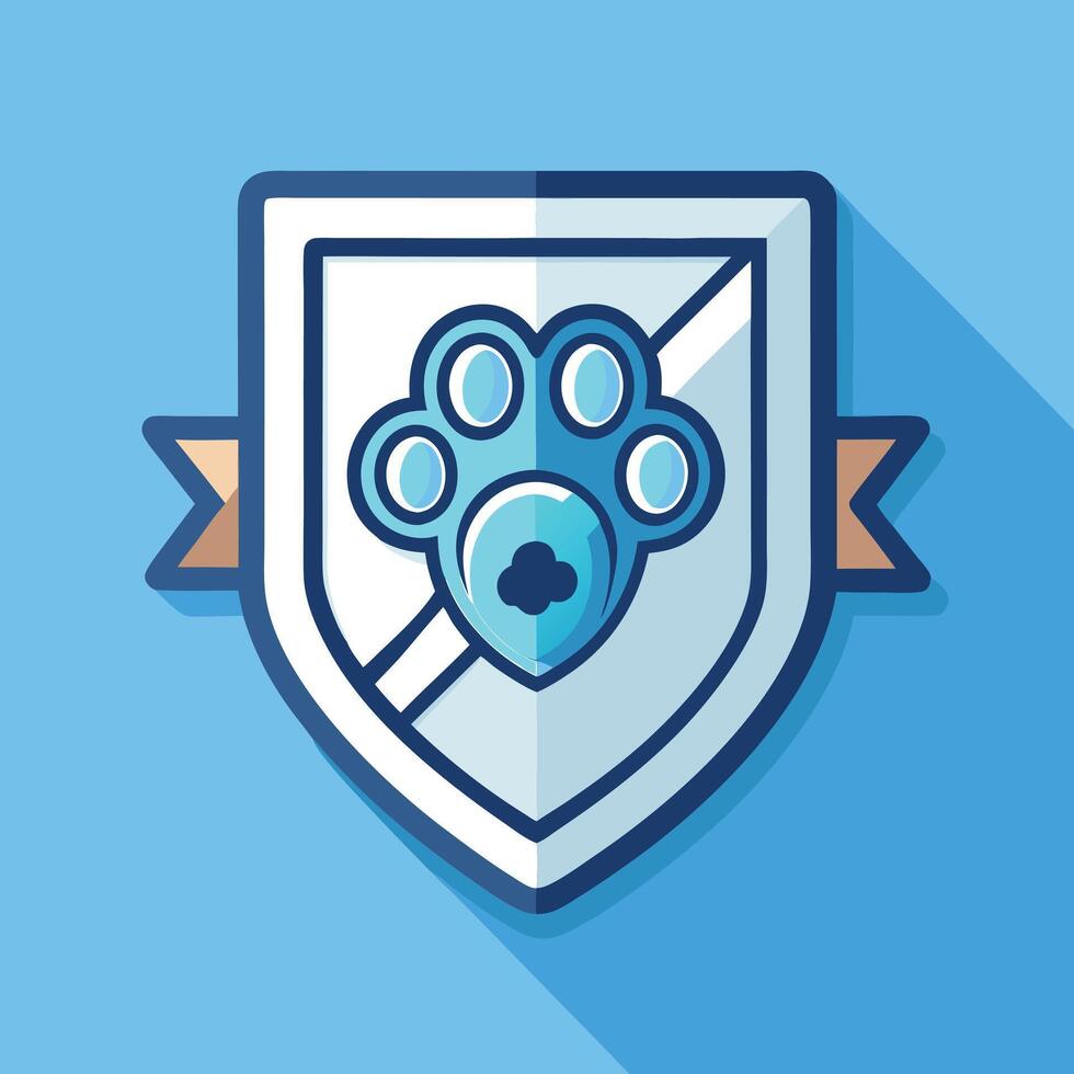 Veterinary Scissors Icon with Paw Print Pet Care Symbol vector