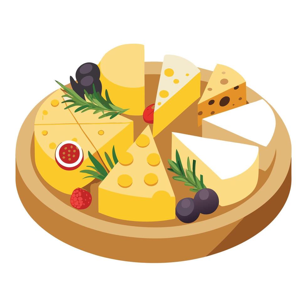 Festive Cheese Platter Surrounded by Seasonal Decorations for Holiday Celebrations vector