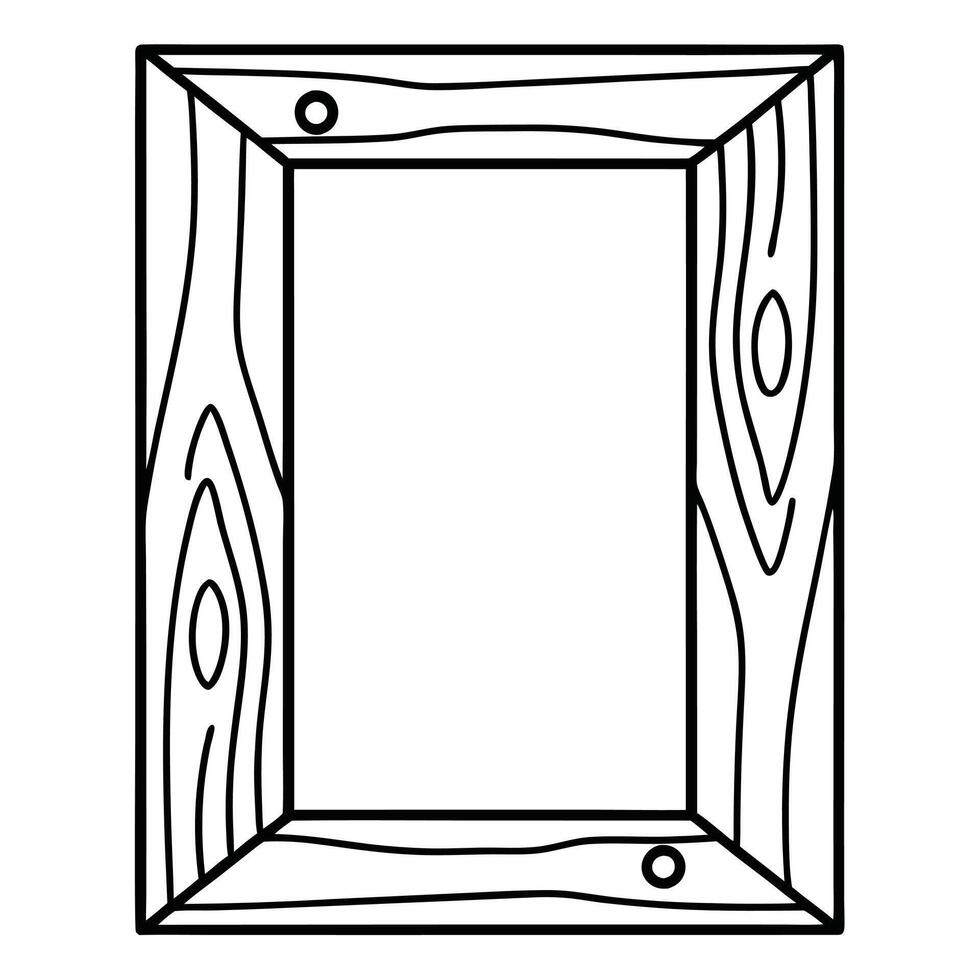 Handcrafted Rectangular Frame with Detailed Wooden Grain vector