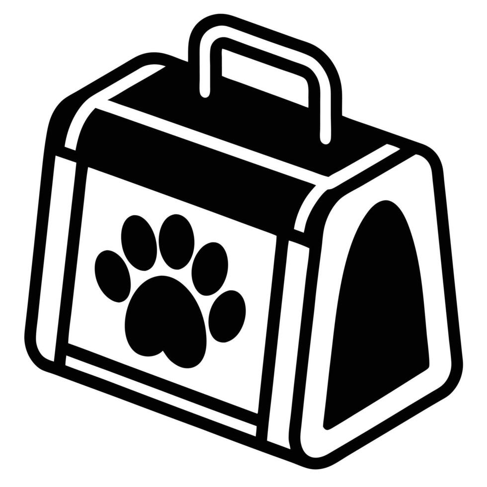 Pet Carrier Icon Featuring a Paw Print Animal Care vector