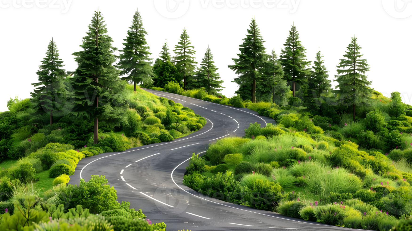Curving Mountain Road Isolated on Transparent Background png