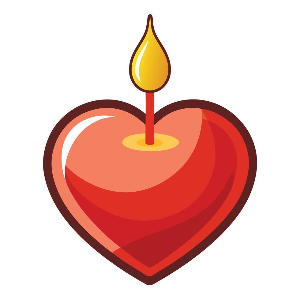 Heart-shaped candle on a white background for romantic ambiance vector