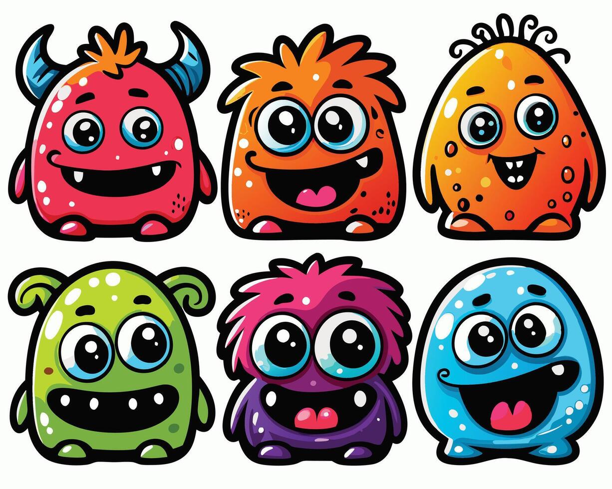 Colorful cartoon monster characters for kids' entertainment vector
