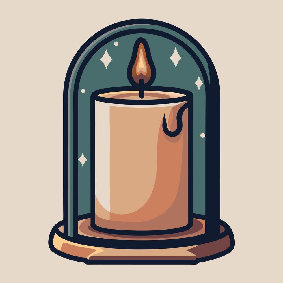 Candle within a glass dome on a plain background vector