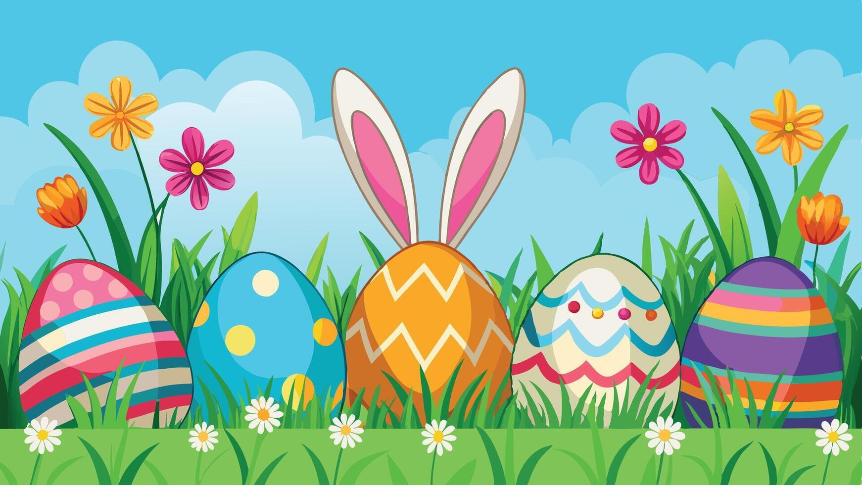 Celebrate Easter with a bright and colorful painted egg background vector