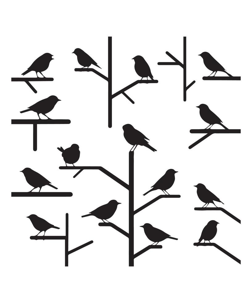 Geese and Crane Silhouettes in Flight Black V Formations on White vector