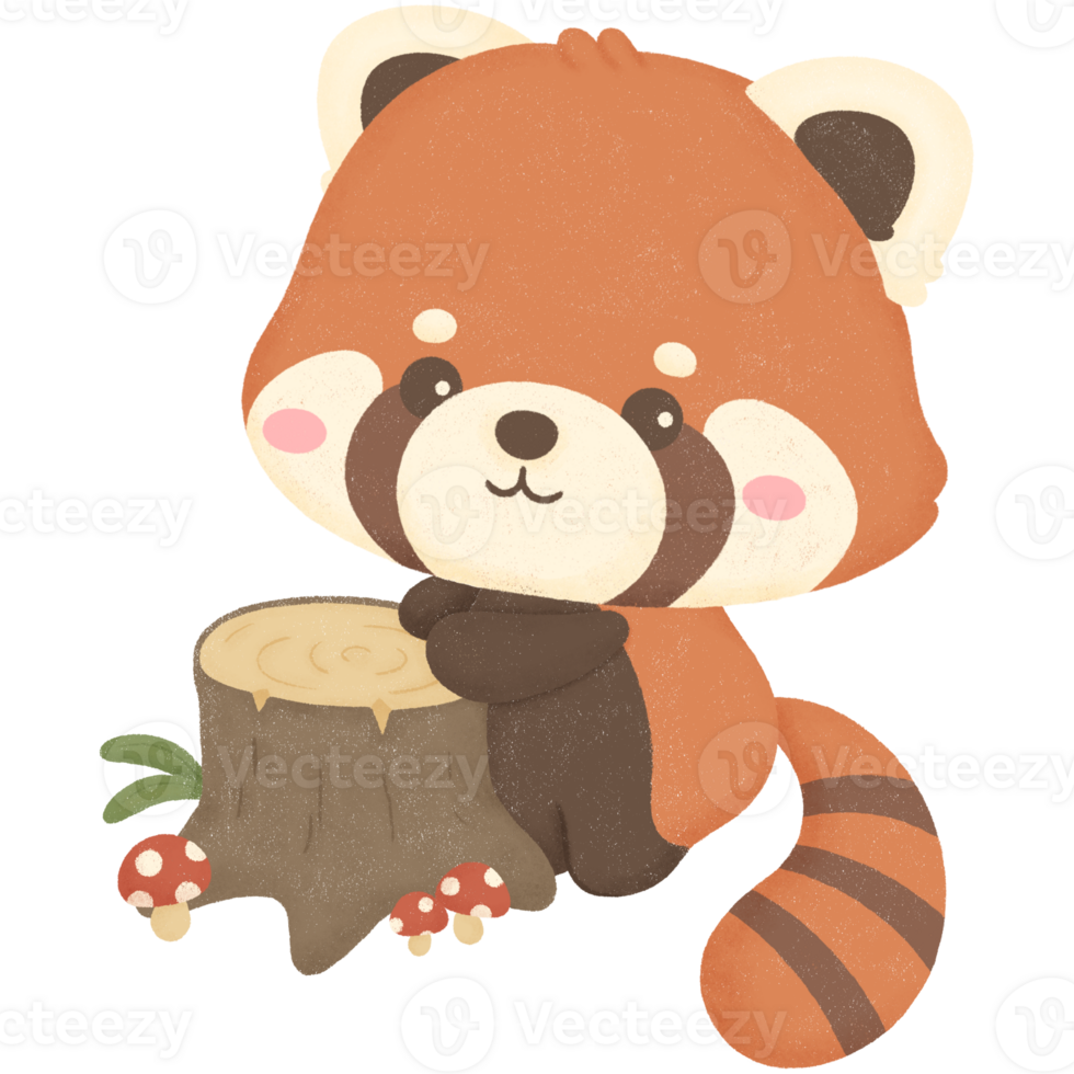 red panda with stump png
