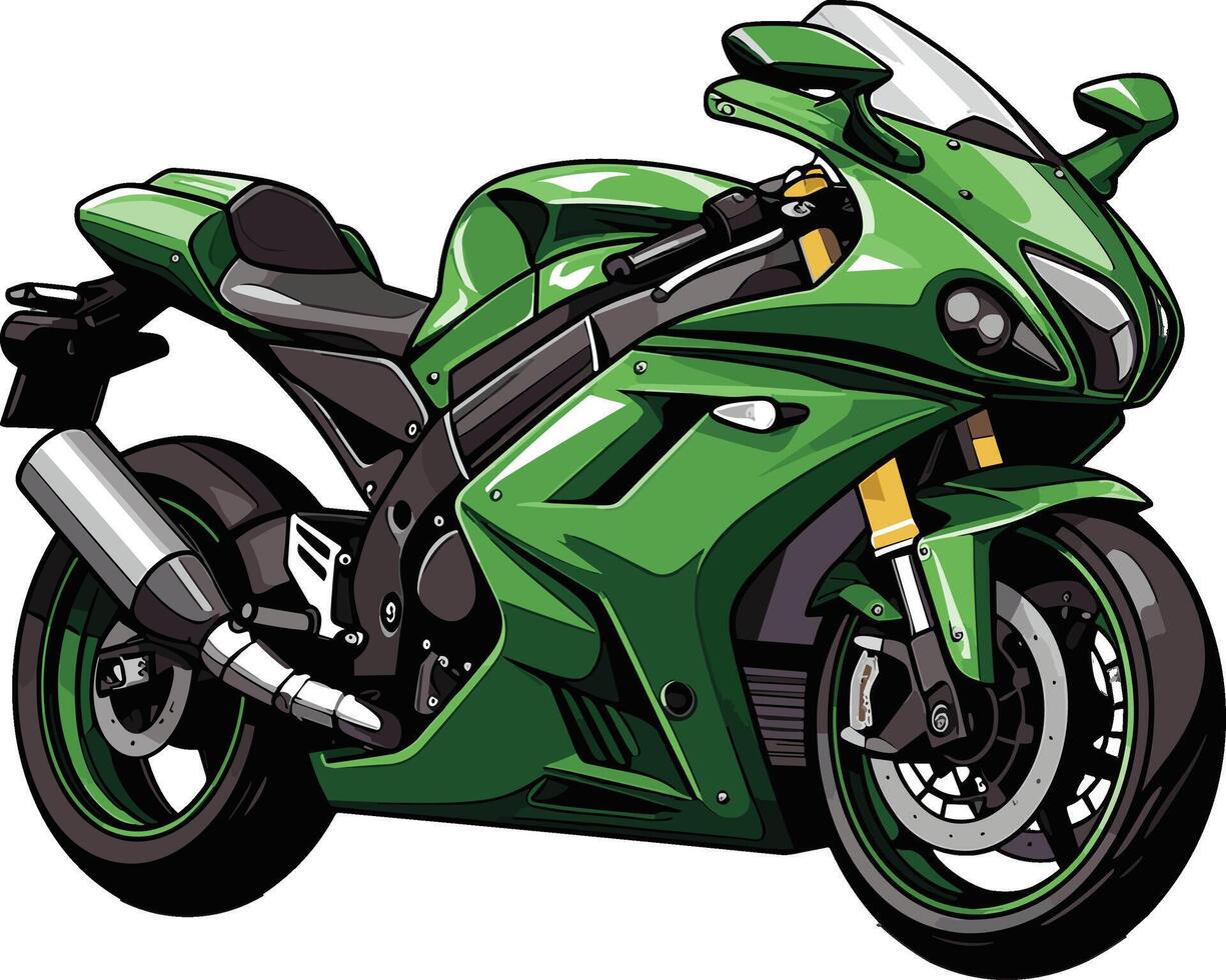 Sleek green sports bike on a white background vector