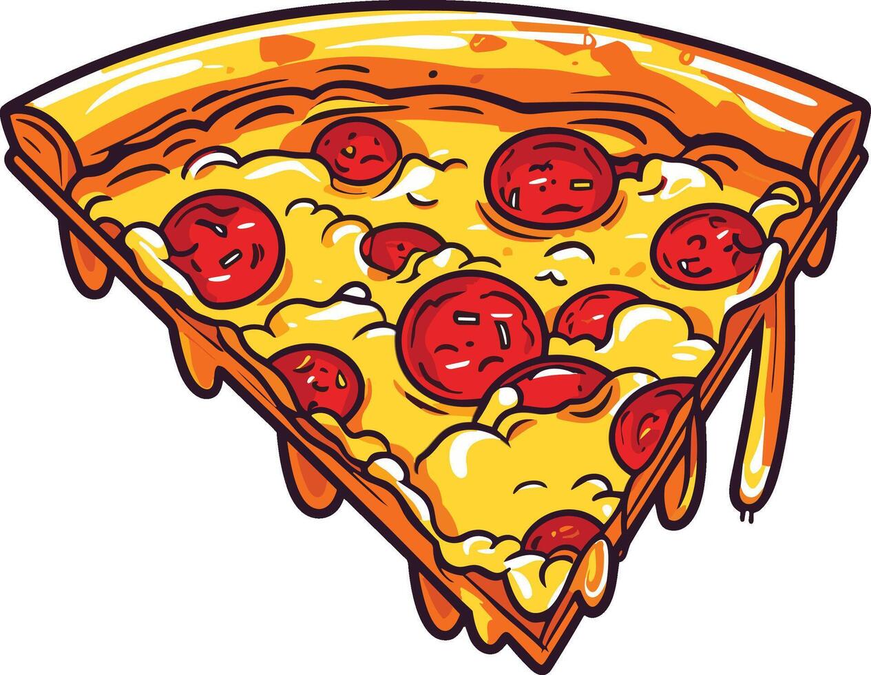 Delicious slice of pepperoni pizza with gooey cheese and crust vector