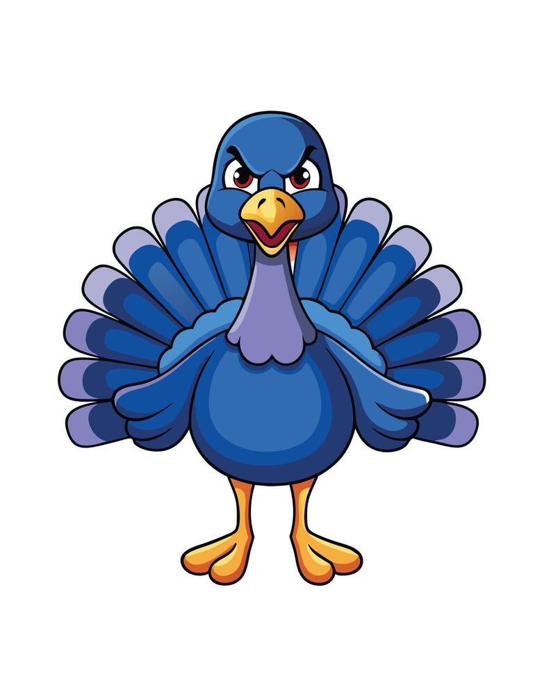 Frustrated turkey showing feathers on a white background vector