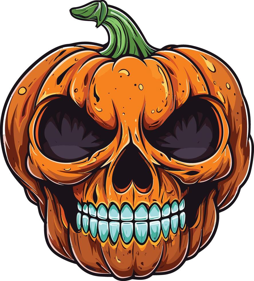 Creative pumpkin skull design for Halloween decoration ideas vector