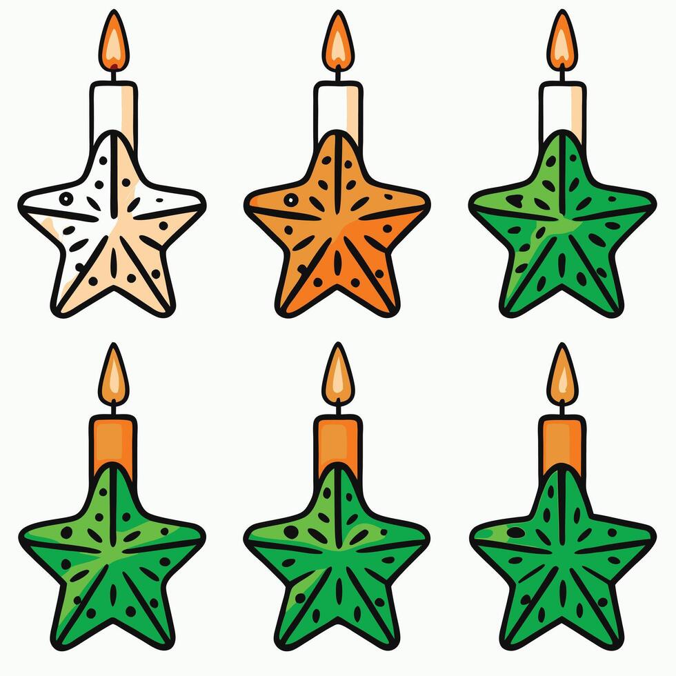 Colorful star candles arranged on a white background for decoration vector