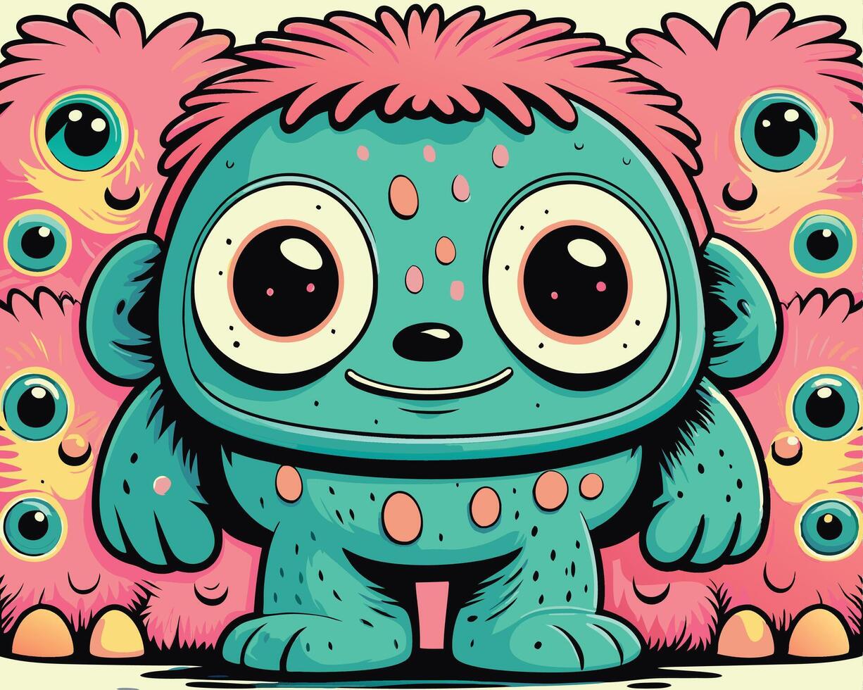 Colorful cartoon monster character with friendly expression vector