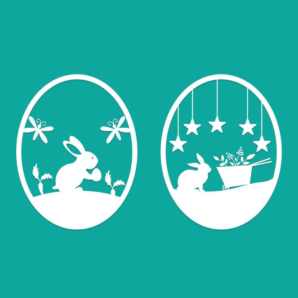 set of easter egg ornament laser cut vector