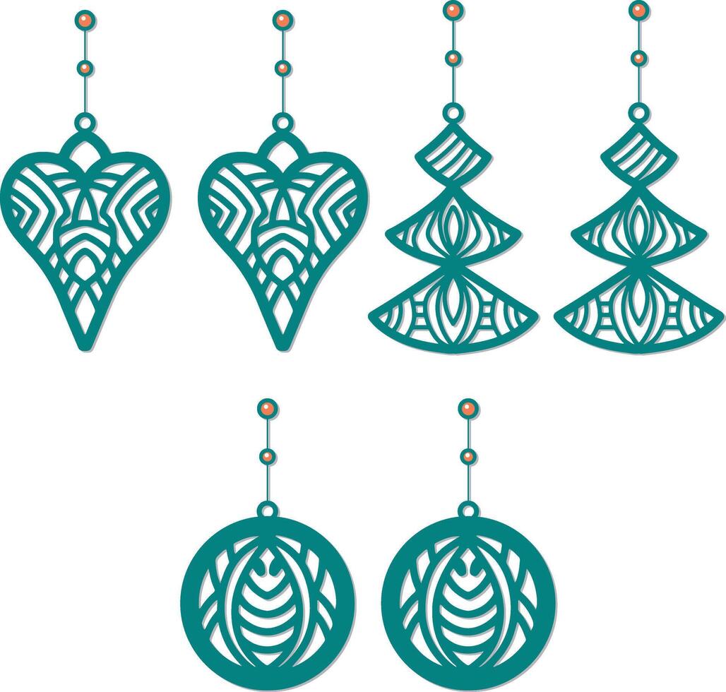 set collection of Earrings templates with geometric shapes vector