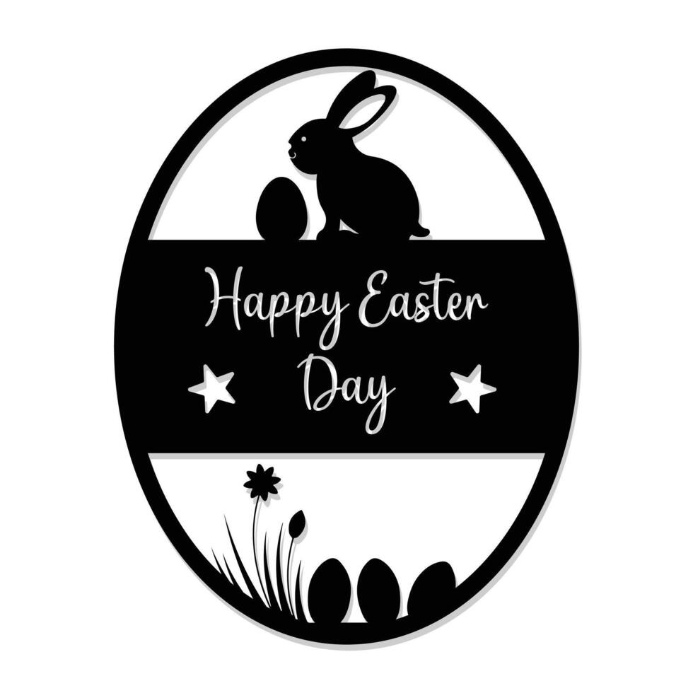 Happy easter day laser cut vector
