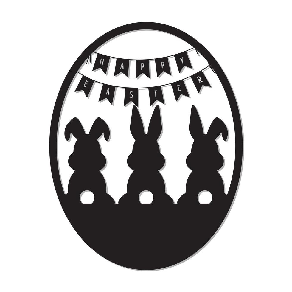 Hand draw happy easter day egg laser cut vector