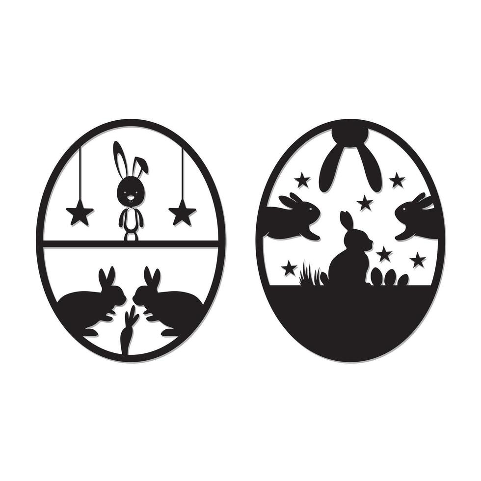 set of easter egg laser cut vector