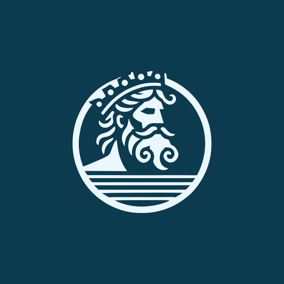 Wave poseidon god logo vector