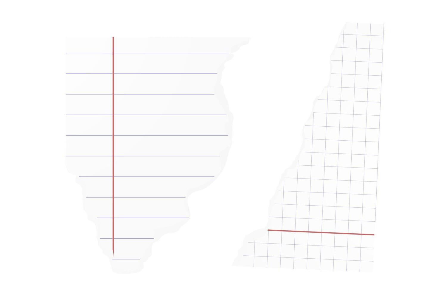 realistic illustration , line and cell paper scrap, notebook sheet vector