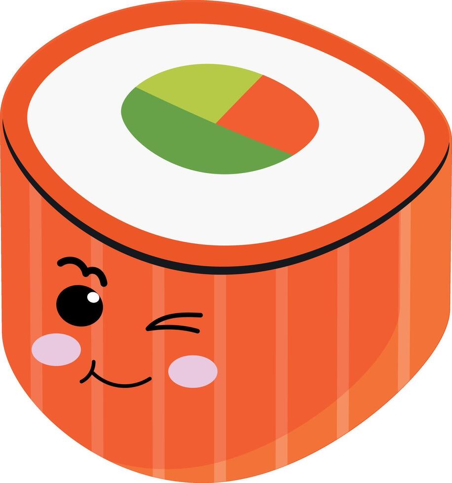 Cute Kawaii Sushi Roll Illustration vector