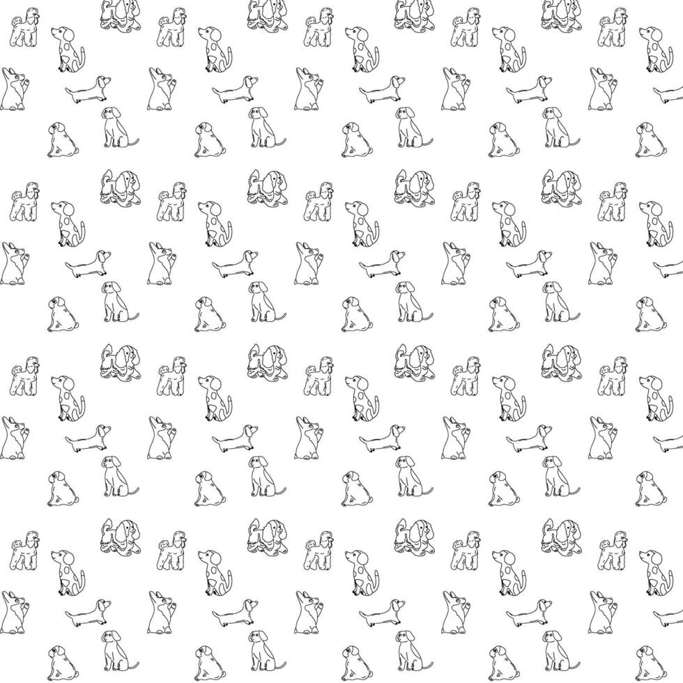 Pattern with adorable cartoon dogs. vector