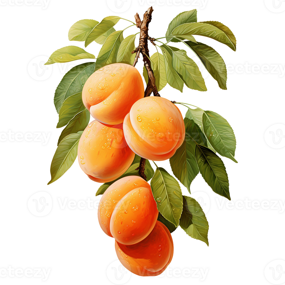 Sun-Kissed Peaches on a Branch png