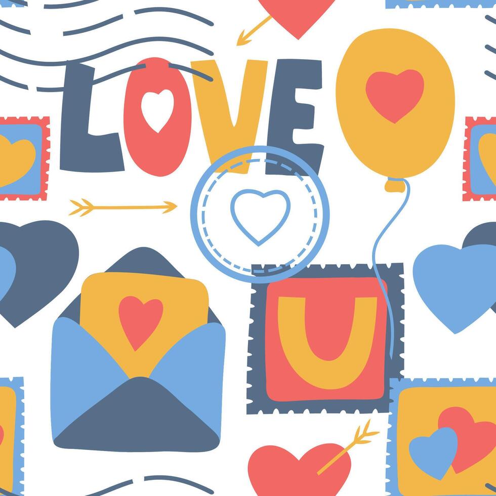 Seamless Pattern of Love Letters vector