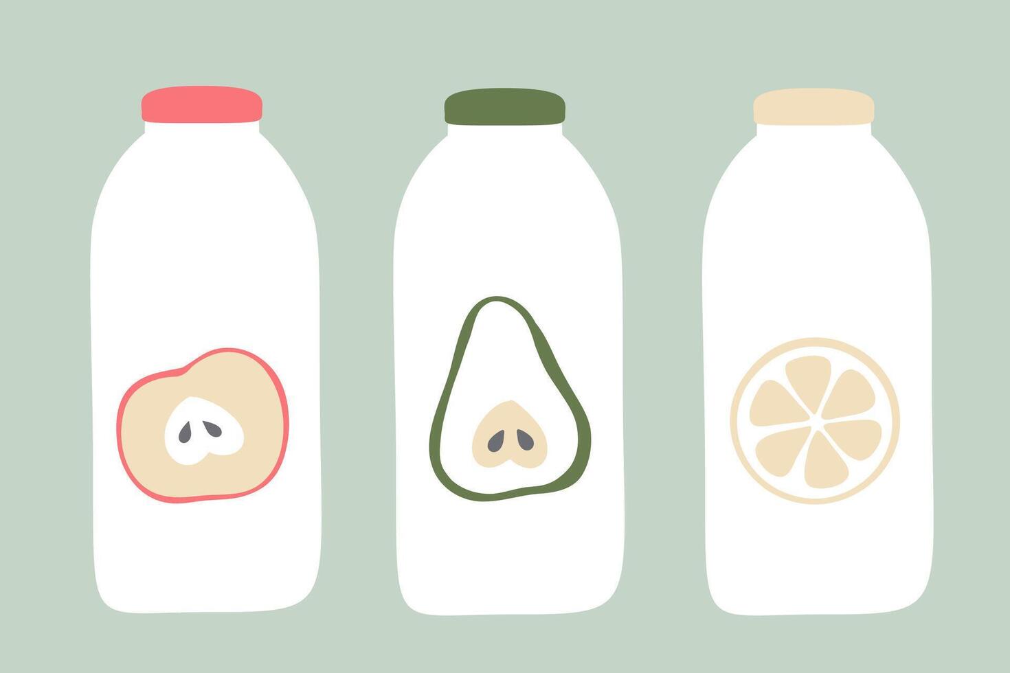 Modern Simple Minimalistic Fruit Juice Bottle Set vector