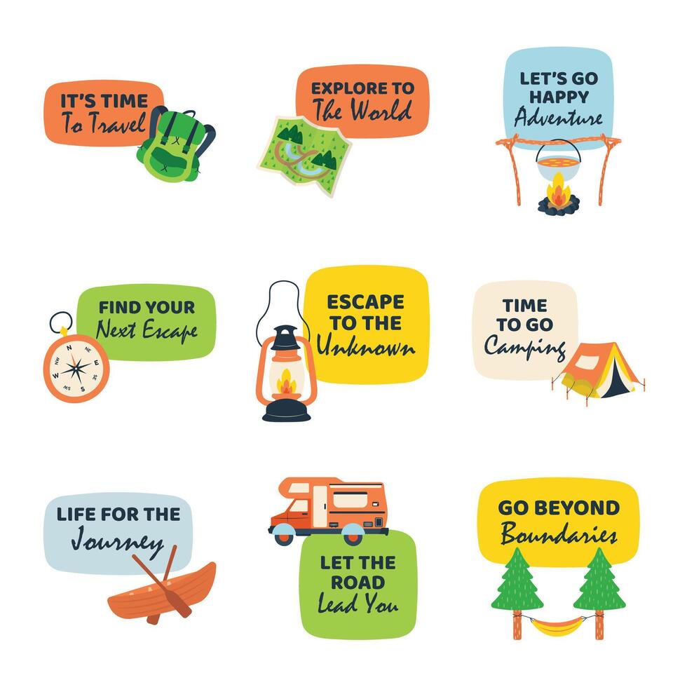 Adventure Illustration Pack With Text vector