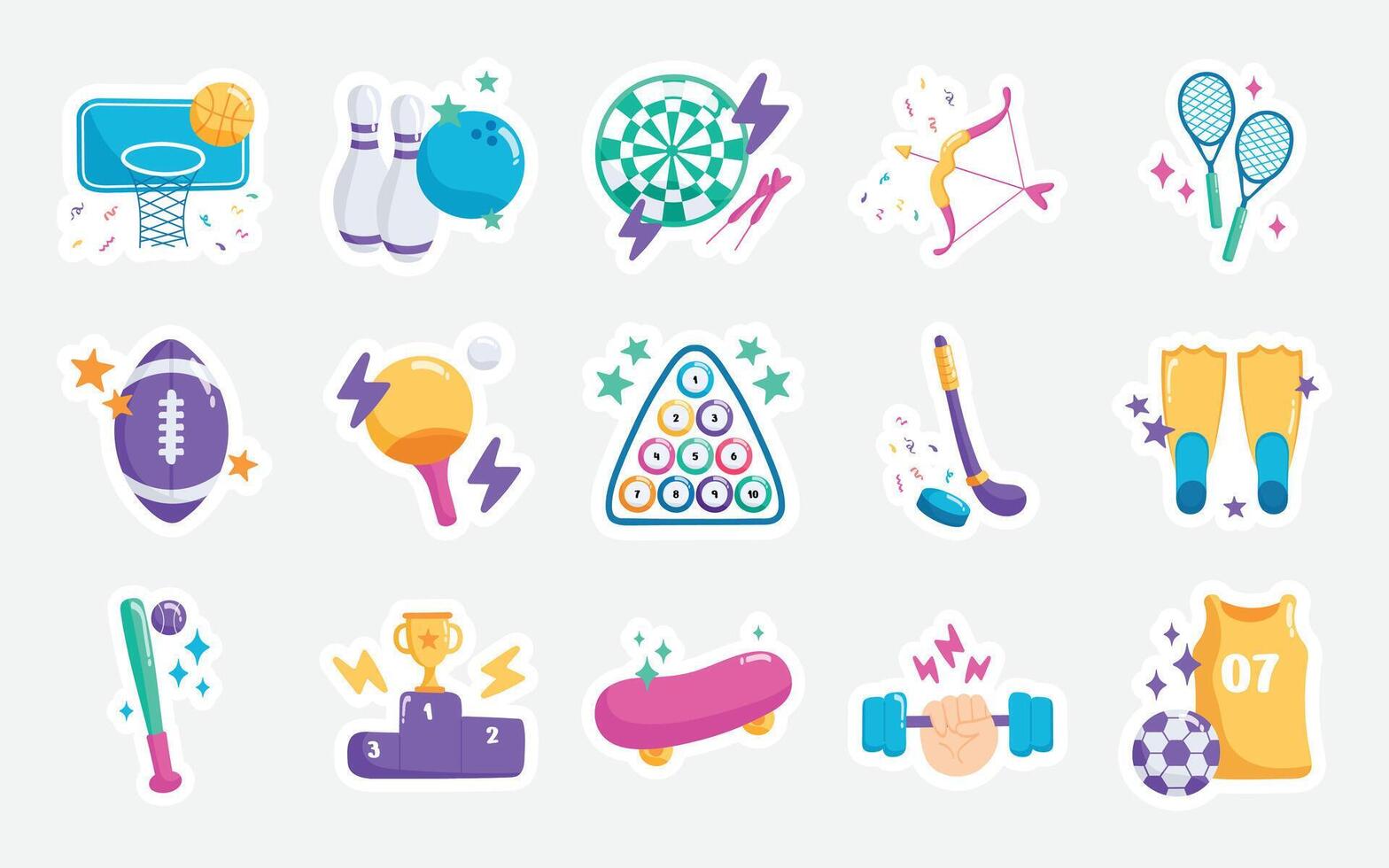 Colorful Sports Sticker Set vector