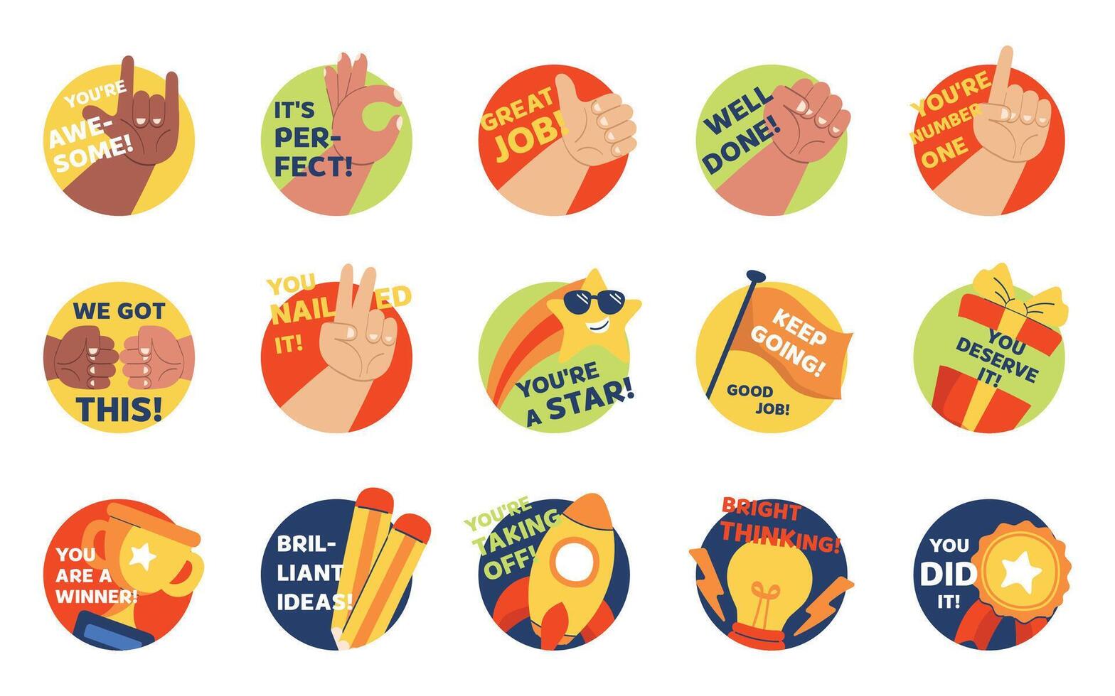 Great Job Sticker Collection vector