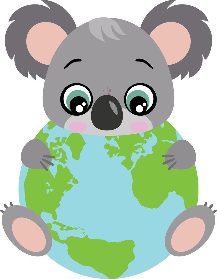Cute koala with a globe vector