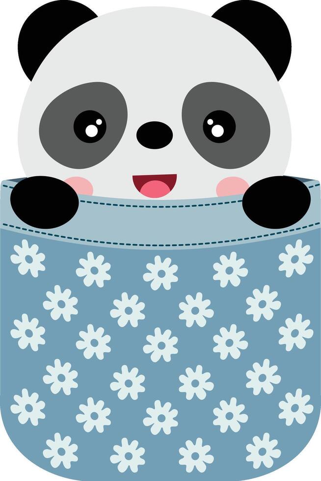 Cute panda peeking inside pocket vector