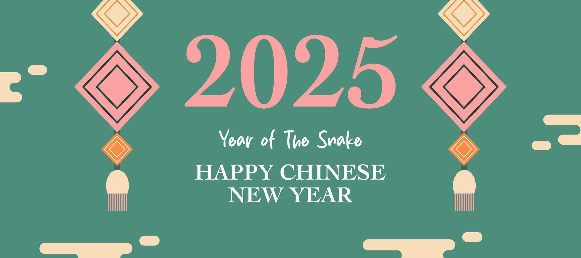 Creative Happy Chinese New Year on green background for banner, poster and greeting card. vector