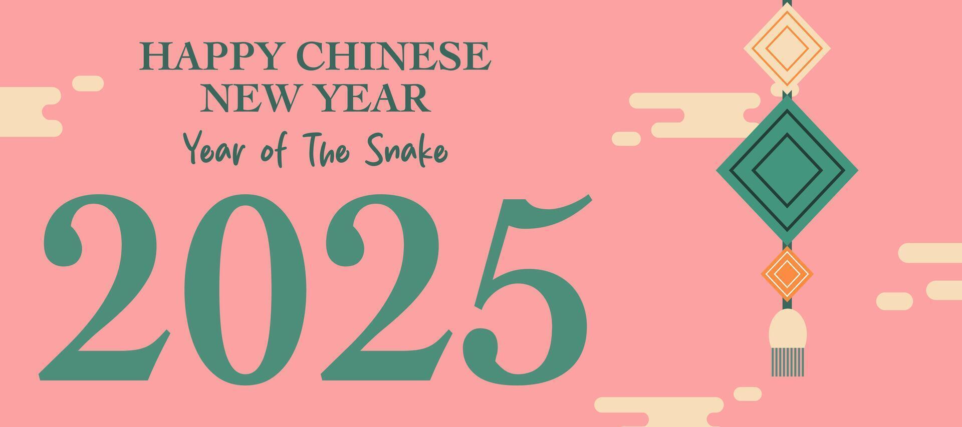 Happy Chinese New Year on pink background for banner, poster and greeting card. vector