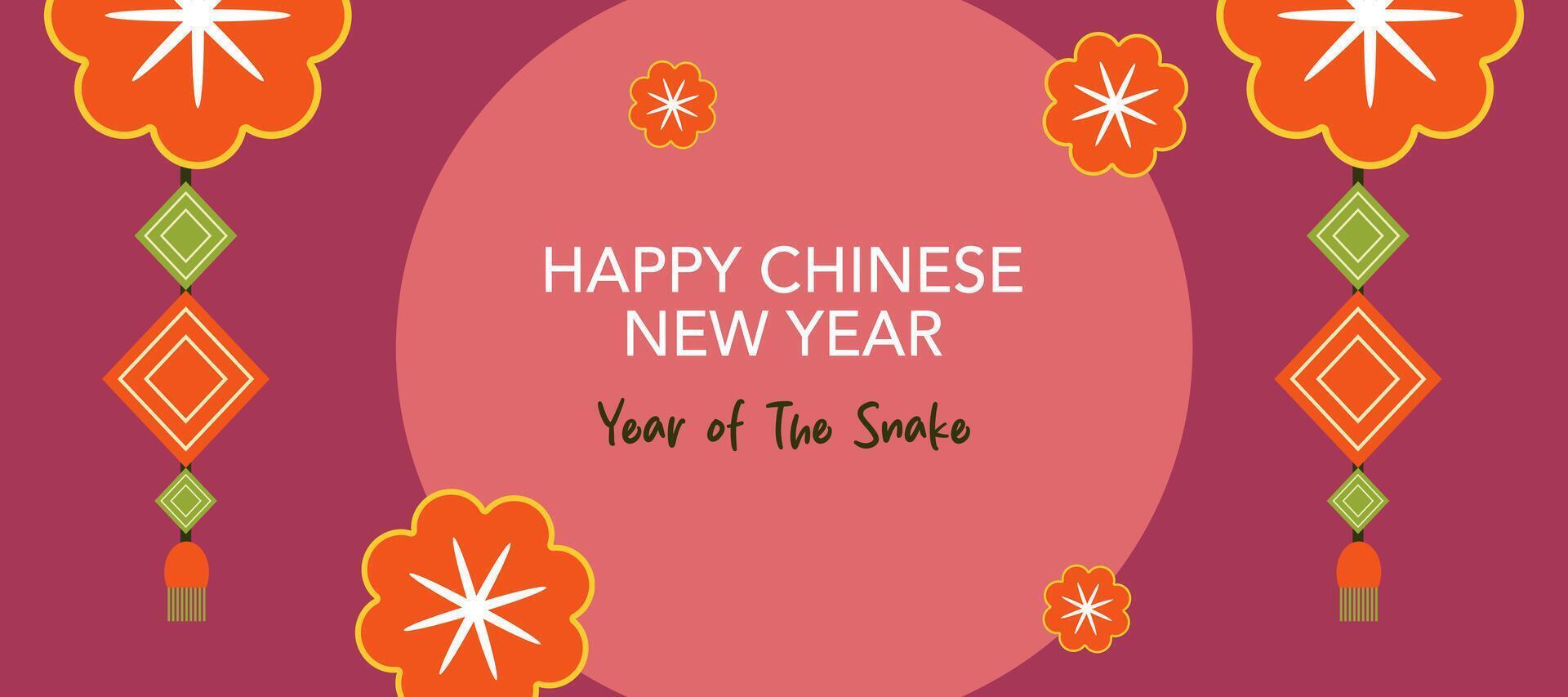 Happy Chinese New Year on red background for banner, poster and greeting card. vector