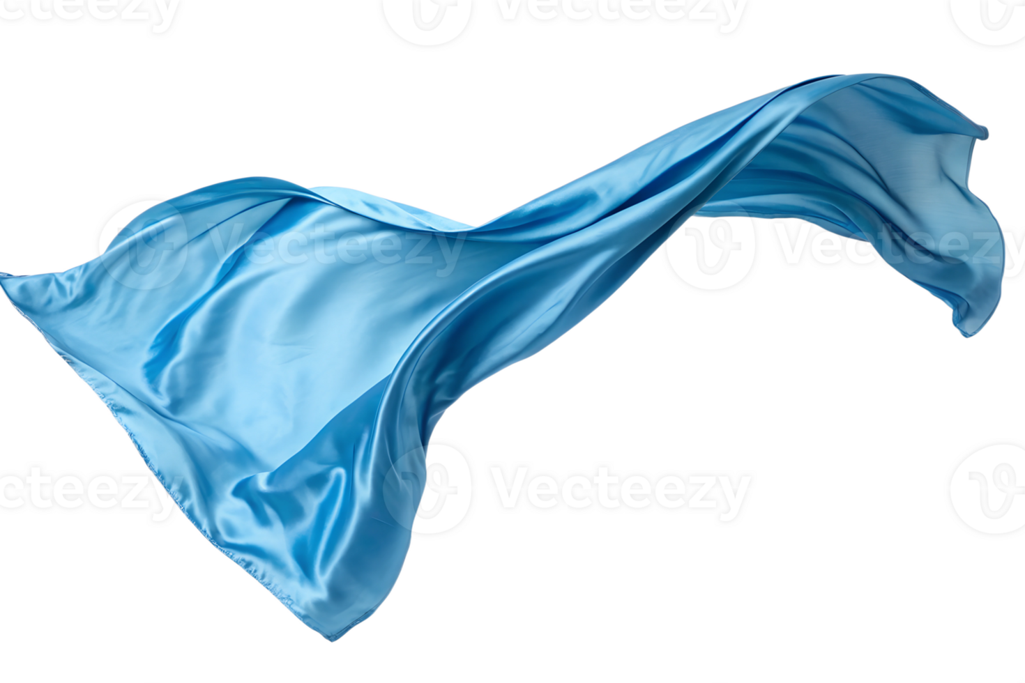 Blue silk fabric fluttering in the wind isolated on the transparent background png