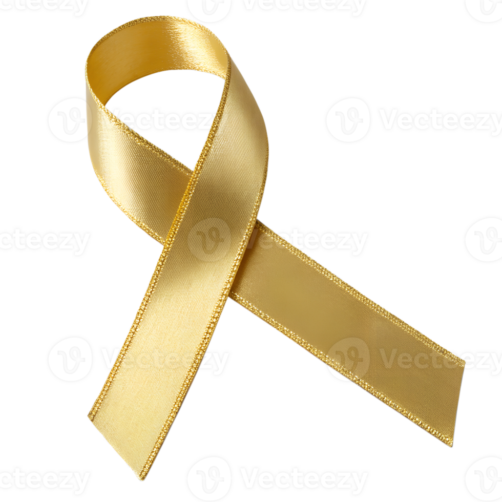 Golden atlas ribbon isolated on the transparent background. Festive decoration element png