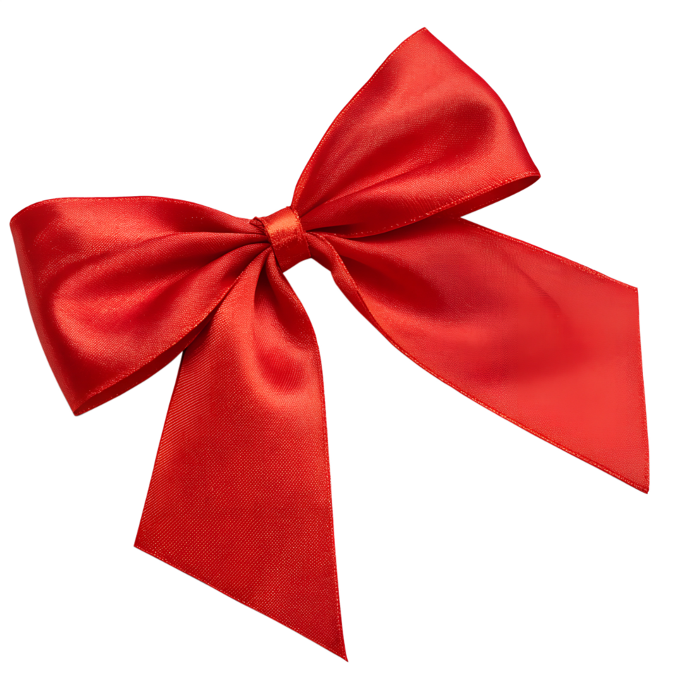 Red atlas ribbon bow isolated on the transparent background. Festive decoration element png