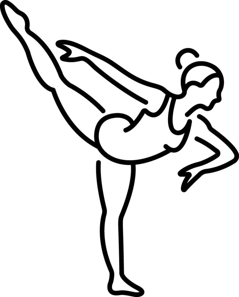 Flexibility balance of gymnastic woman icon in line style vector
