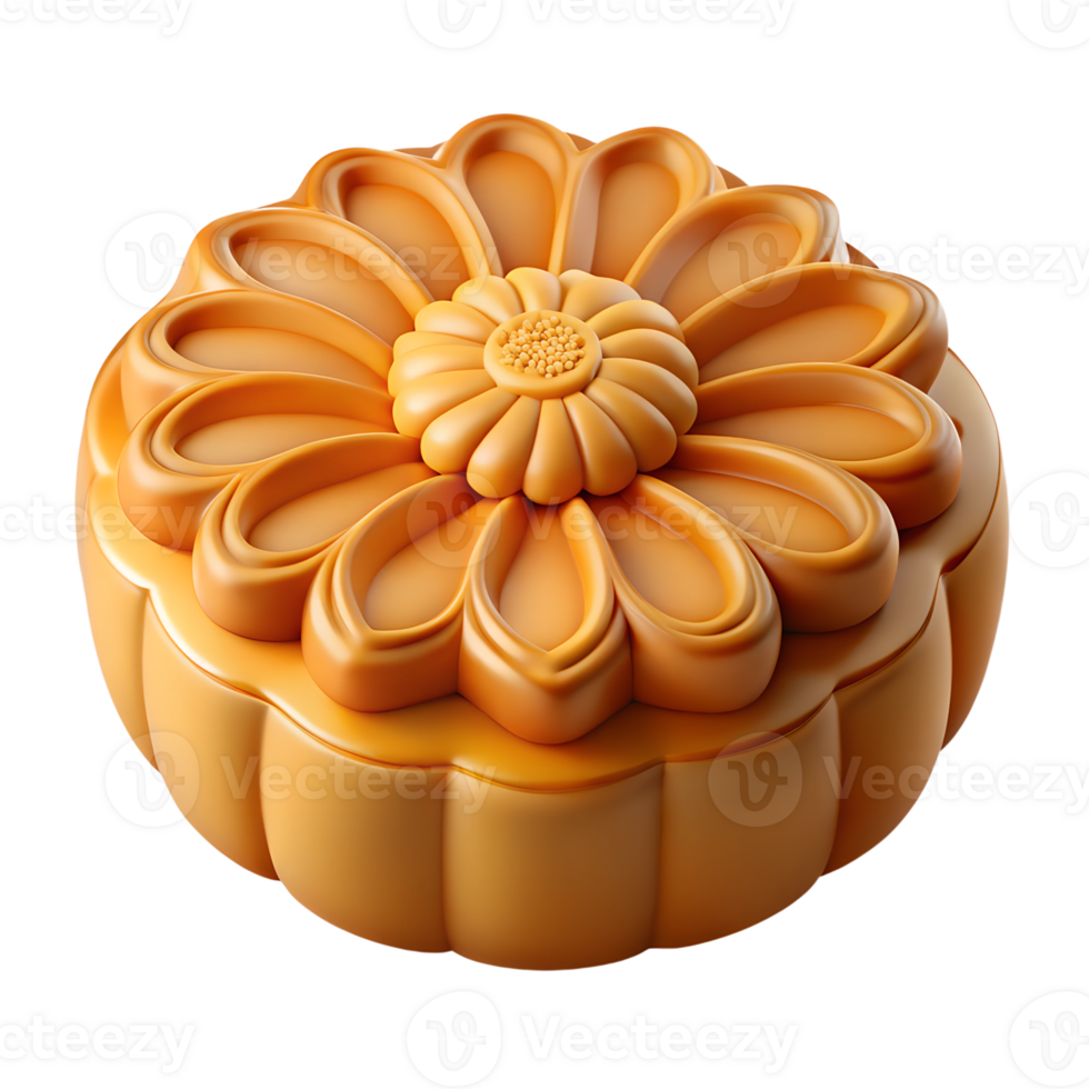 Mid autumn festival moon cake 3d icon isolated on the transparent background png
