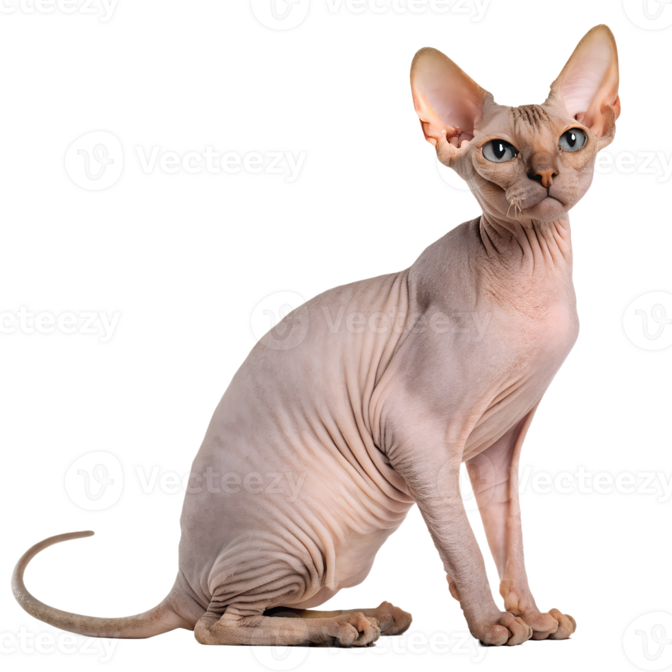 Adorable hairless Sphinx cat isolated on the transparent background png