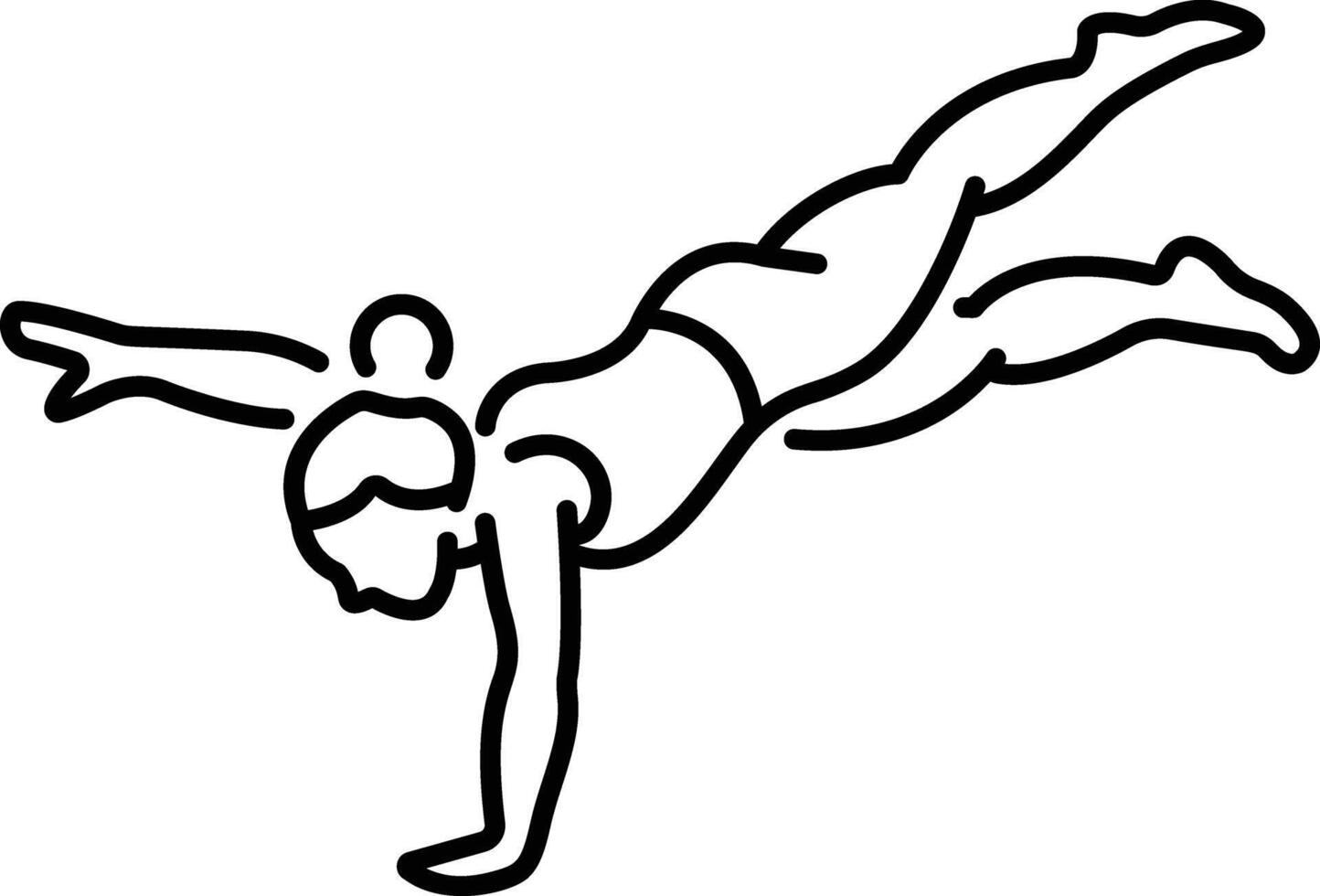 Gymnastic women doing hand balancing, line style icon vector