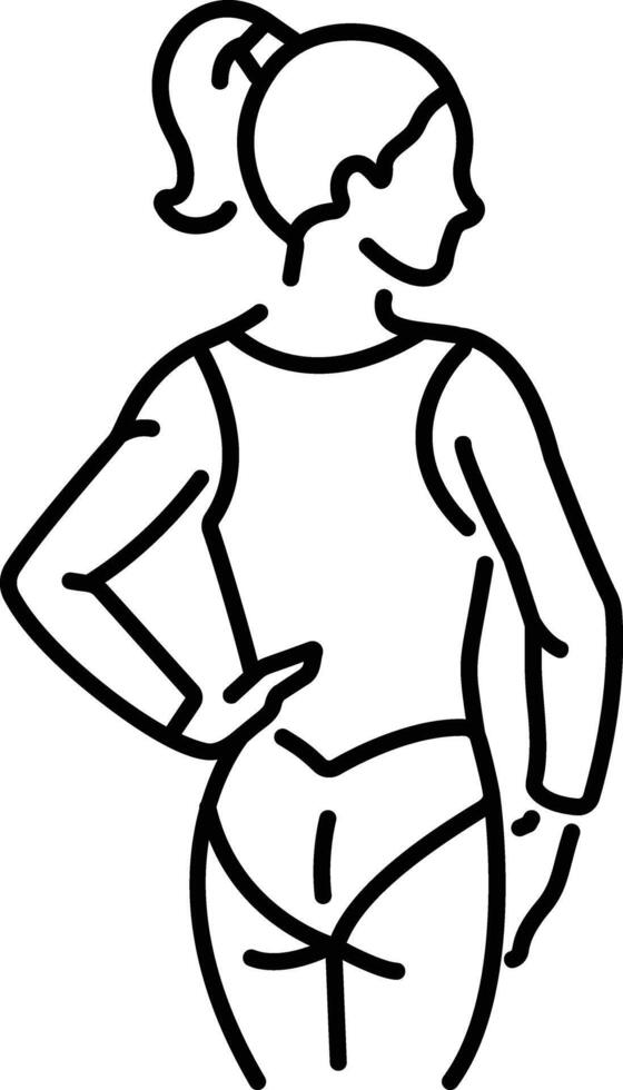 A woman athlete wearing sparkling leotard icon in line style vector