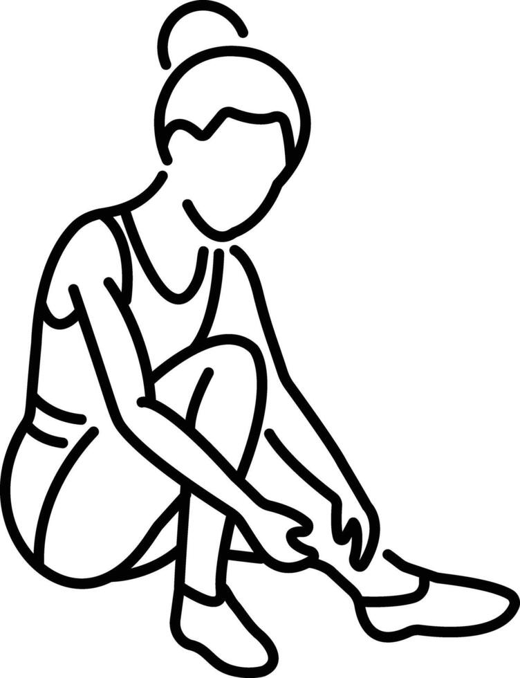 A line icon of a woman wearing gymnastic footwear vector