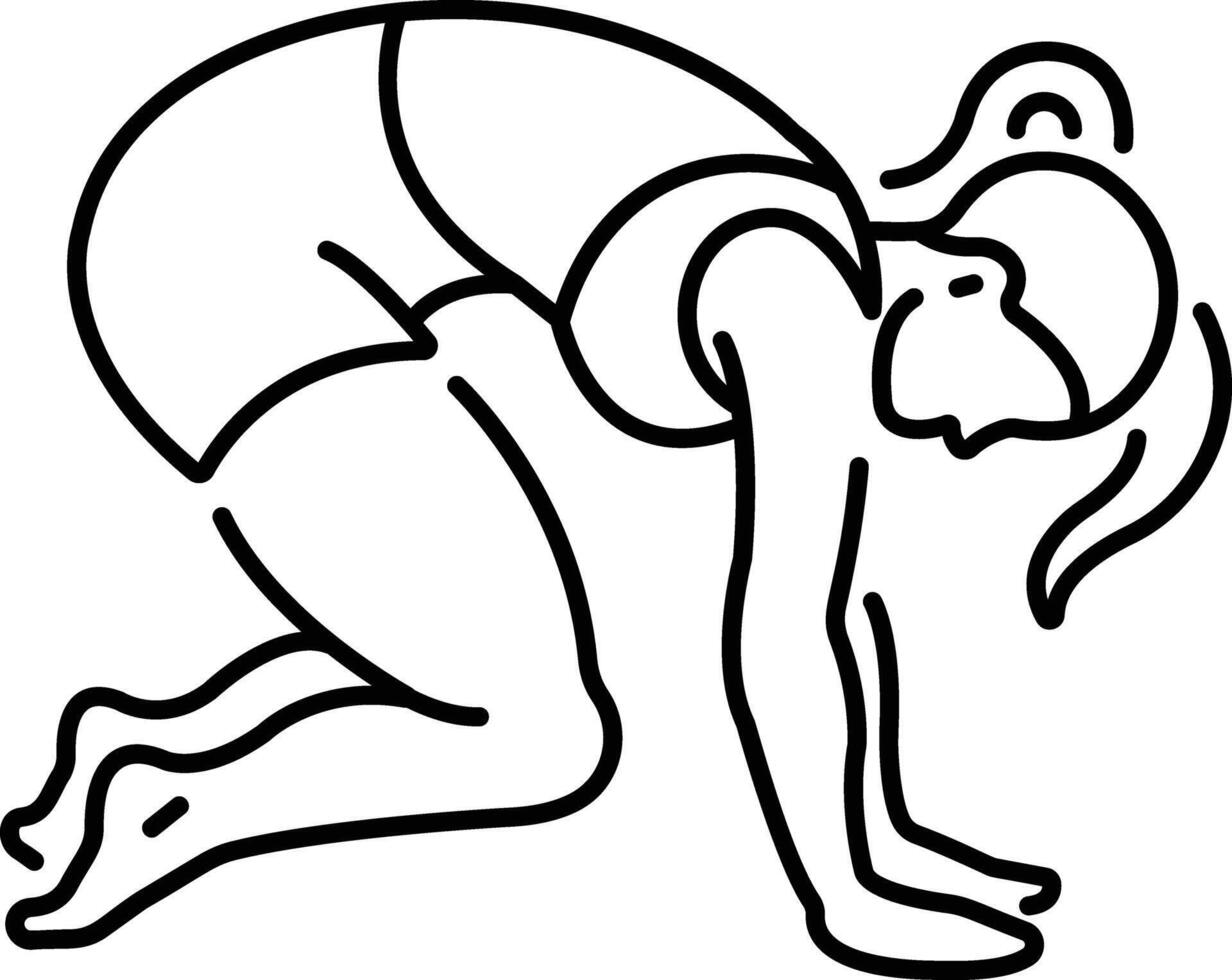 Female gymnast fitness icon in linear style vector