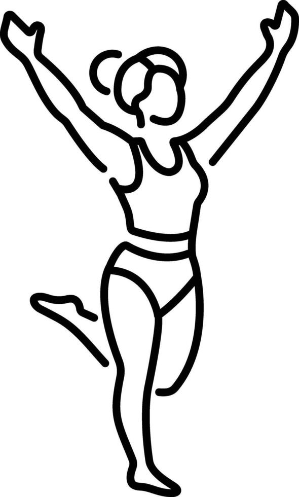 A woman athlete doing victory dance icon in line style vector