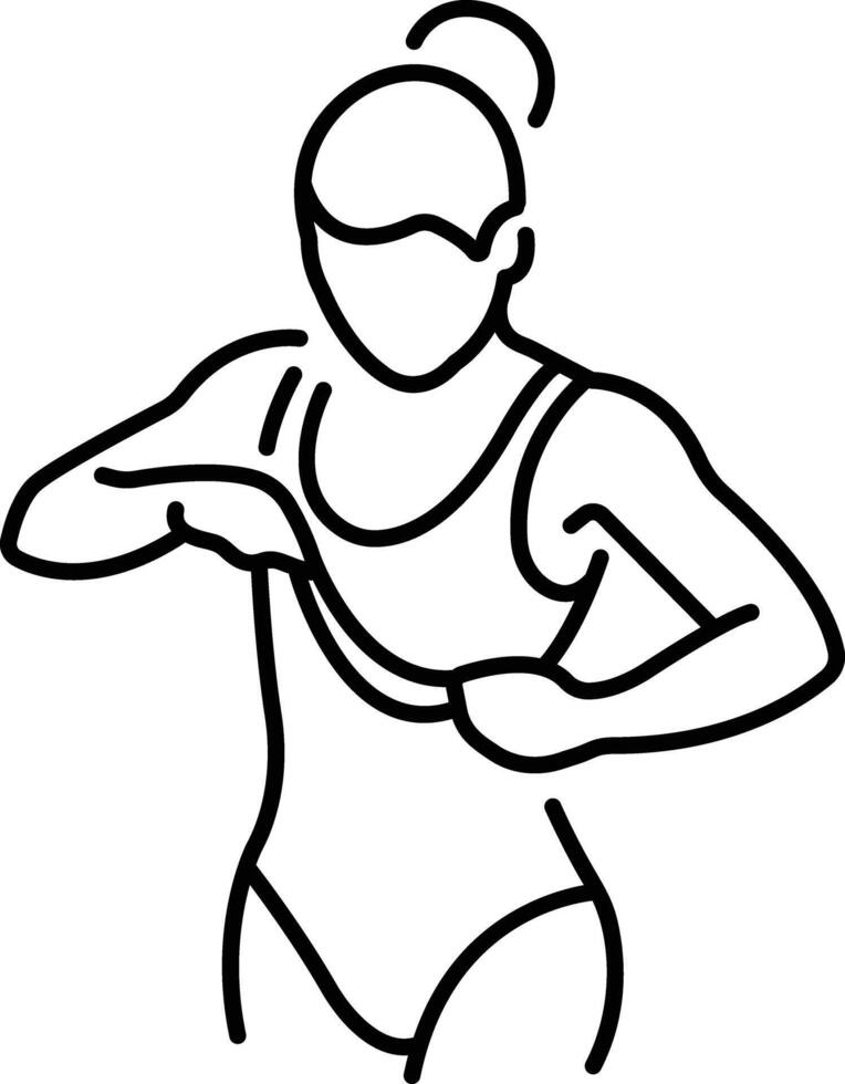 A line icon of a woman wearing acrobat leotard vector
