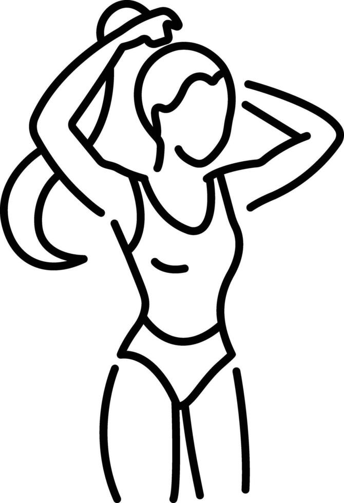 A linear icon of female gymnastic hairstyle vector